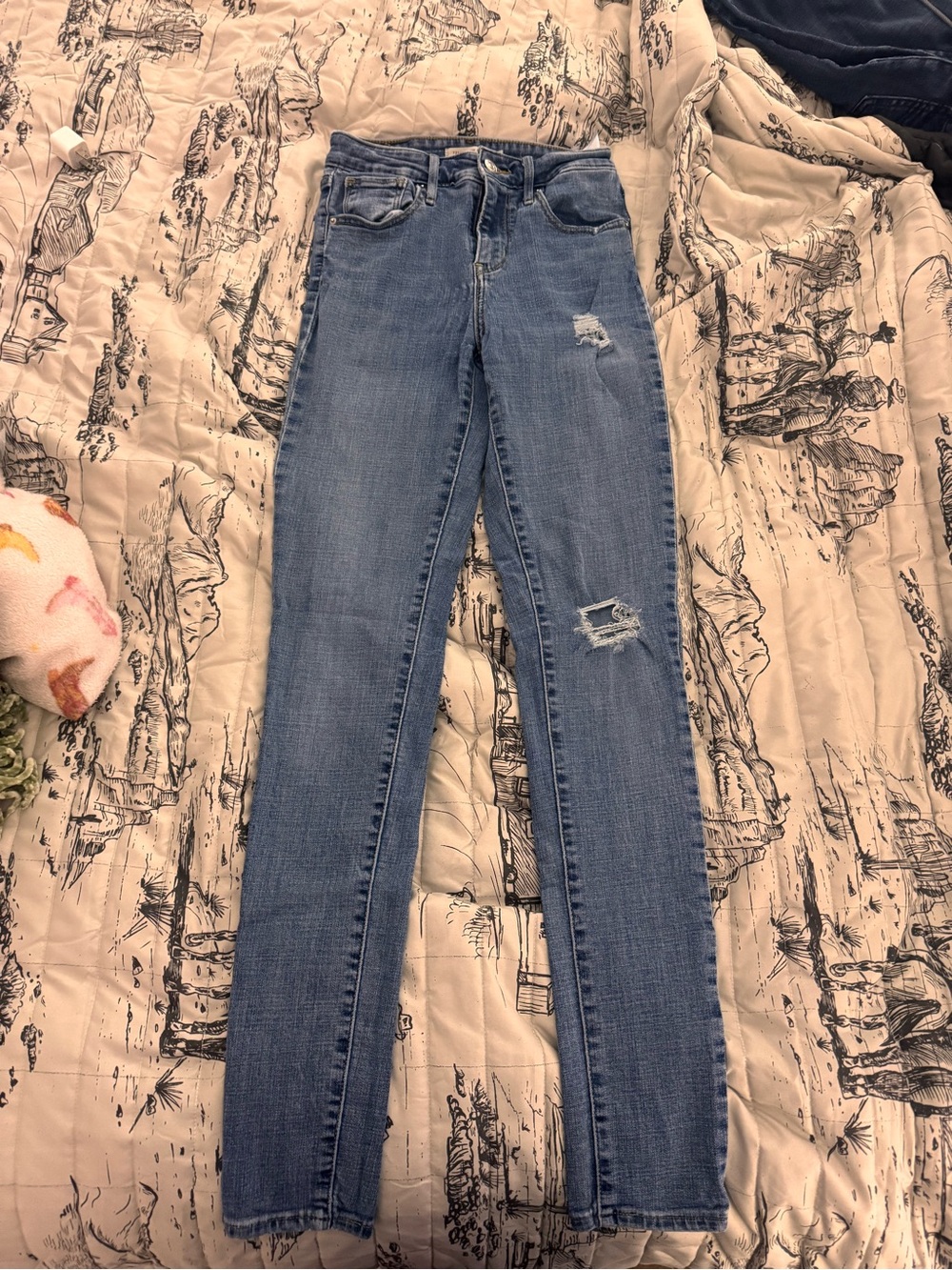 Levi's Distressed Medium Blue High-Rise Skinny Jeans